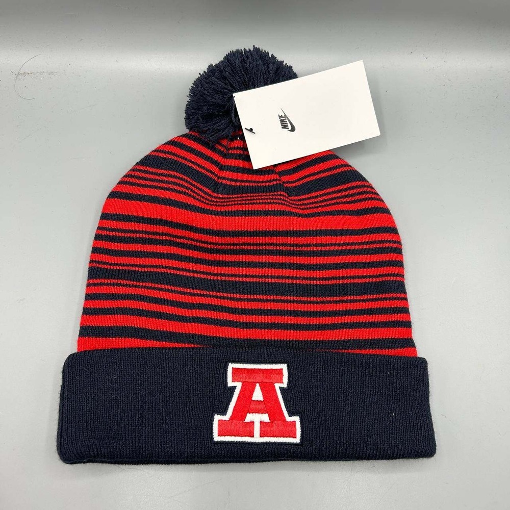 Nike Arizona Wildcats NCAA Hat Men Navy Red Cuffed Beanie Pom Pom Cap New